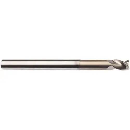 SGS 34888 Square End Mill: 0.1250" Dia, 0.1562" LOC, 0.125" Shank Dia, 3" OAL, 3 Flutes, Solid Carbide Titanium Diboride