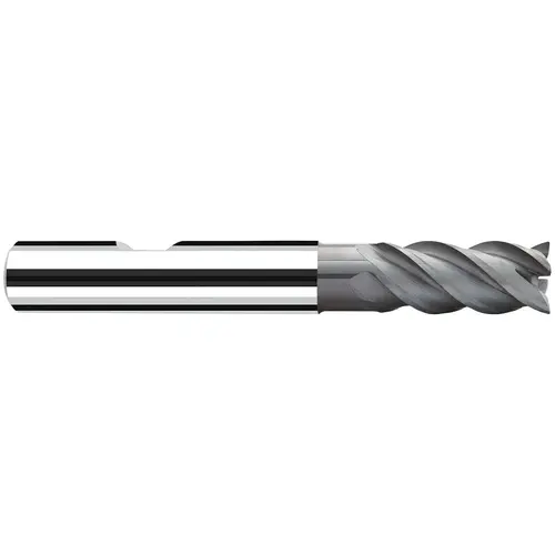 Fraisa P98304188 Corner Radius End Mill: 1/8" Dia, 1/4" LOC, 45 deg Helix, TiAlCrN Coated, Corner Radius End, Centercutting Series NB-NVS