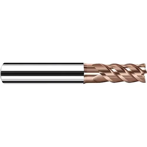 Fraisa H98604432 Corner Radius End Mill: 3/8" Dia, 3/4" LOC, 45 deg Helix, Duro-Si Coated, Corner Radius End, Centercutting Series H98604