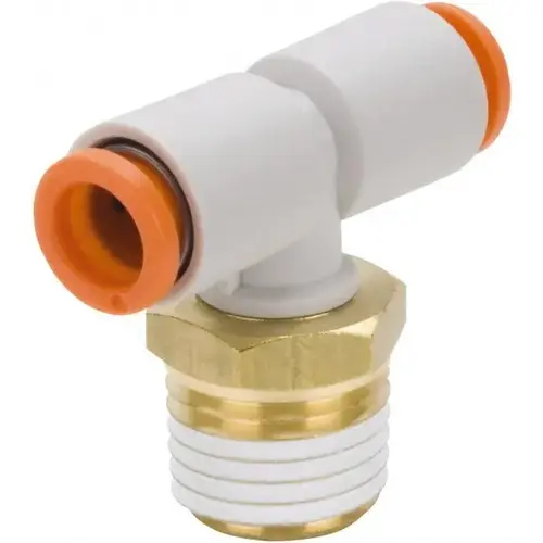 SMC PNEUMATICS KQ2T07-34AS Push-to-Connect Tube Fitting: Male Branch Tee, 1/8" Thread, 1/4" OD