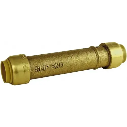 Brass Pipe Coupling: 1 x 1" Fitting, Push-to-Connect x Push-to-Connect