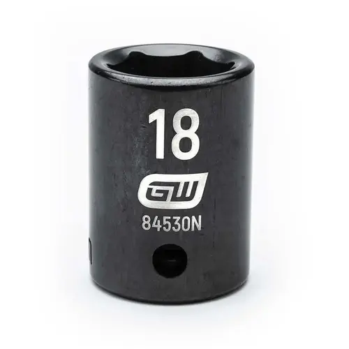 GEARWRENCH 84530N Impact Socket: 1/2" Drive, 18mm Socket, Hex Drive