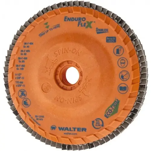WALTER Surface Technologies 06F454 Flap Disc: 5/8-11 Hole, 40 Grit, Zirconia Alumina, Type 27