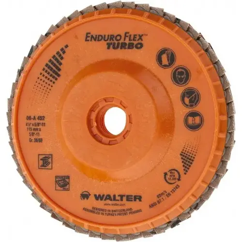WALTER Surface Technologies 06A452 Flap Disc: 5/8-11 Hole, 36 Grit, Ceramic, Type 29