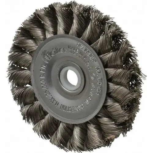 Weiler 94630 Wheel Brush: 3" Wheel Dia, Knotted