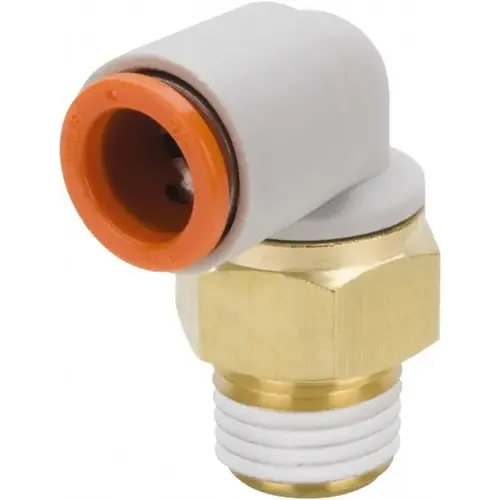 SMC PNEUMATICS KQ2L11-36AS Push-to-Connect Tube Fitting: Male Elbow, 3/8" Thread, 3/8" OD