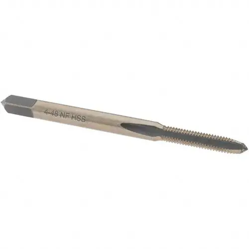 Import BDNA-20751 Straight Flute Tap: #4-48 UNF, 3 Flutes, Plug, High Speed Steel, Gold/Oxide Coated