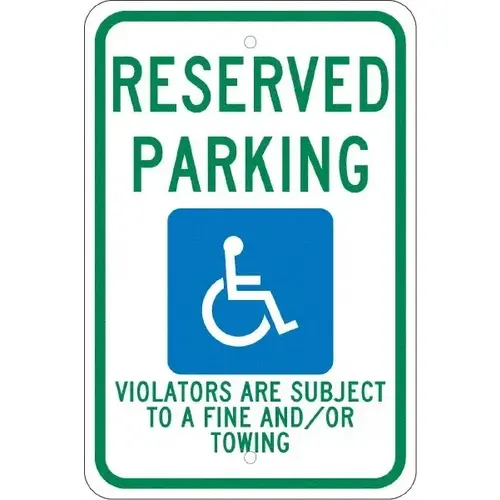 Accuform TMS325J ADA Traffic & Parking Sign: Rectangle, "Reserved Parking Violators Are Subject To A Fine And/Or Towing"