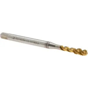 Walter-Prototyp 7629583 Spiral Flute Tap: M4 Metric, 3 Flutes, Semi-Bottoming, 6H Class of Fit, High Speed Steel-E, TiN Coated