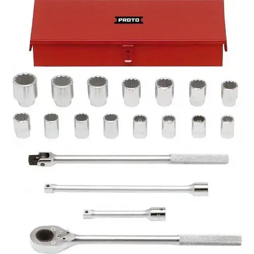 Proto J55200A Standard Socket Set: 19 Pc, 3/4" Drive, 24.00 to 46.00" Socket