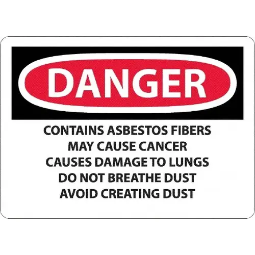 Sign: Rectangle, "Danger - Contains Asbestos Fibers"