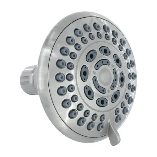 Danco 12019 Danco Fixed Showerhead, Round, 1.8 gpm, 1/2 in Connection, 5-Spray Function, Plastic, Brushed Nickel