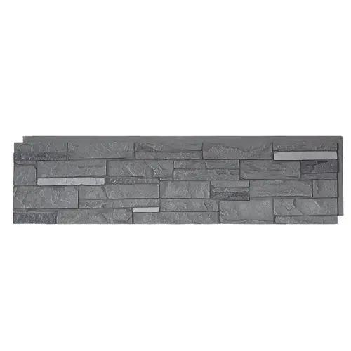 DuraKwik Stone Siding Panel, 13 in L, 48 in W, 2 in Thick, Interlocking Edge, Ledgestone Profile, Volcano Ash - pack of 4