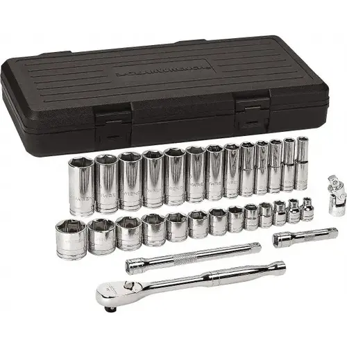 GEARWRENCH 80569 Deep Standard Socket Set: 30 Pc, 3/8" Drive, 1/4 to 1" Socket
