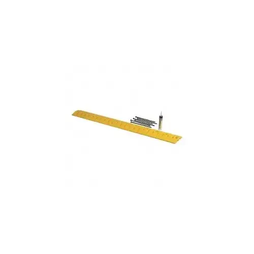 Speed Bump-Cable Protector, Dual Channel, HDPE, 10 in W x 72 in L x 2 in H, Yellow, Includes Anchor Kit