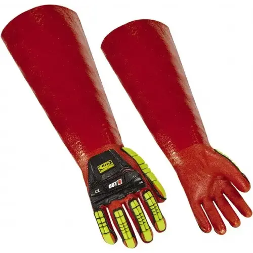 RINGERS 075-12 Series R075 Chemical Resistant Gloves: 2X-Large, 10 mil Thick, Polyvinylchloride