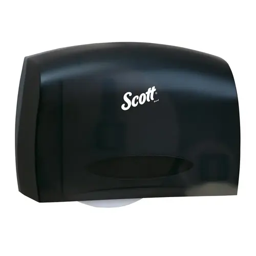 SCOTT 9602 Essential Coreless Jumbo Roll Toilet Paper Dispenser with Stub Roll, Black, 14.25" x 9.75" x 6.00"