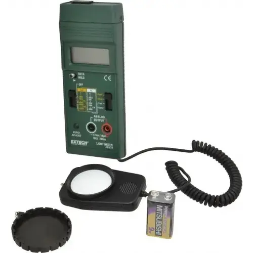 Extech 401025 9 Volt Battery, 5,000 FC, LCD Display, Color Corrected Photodiode, Light Meter
