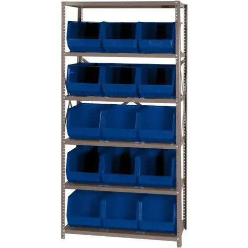 Open Hopper Storage Unit Pick Rack: Open Hopper Storage Unit with Bins, 18" OAD, 75" OAH, 36" OAW