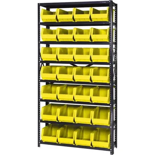 Open Hopper Storage Unit Pick Rack: Open Hopper Storage Unit with Bins, 12" OAD, 75" OAH, 36" OAW