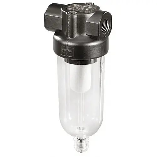 1/8" Port, 4-1/4" High x 1.63" Wide Miniature Filter with Polycarbonate Bowl, Manual Drain