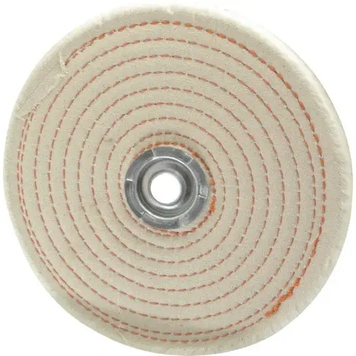 Dico 7000195 Unmounted Spiral Sewn Buffing Wheel: 6" Dia, 1/2" Thick, 1/2" Arbor Hole Dia