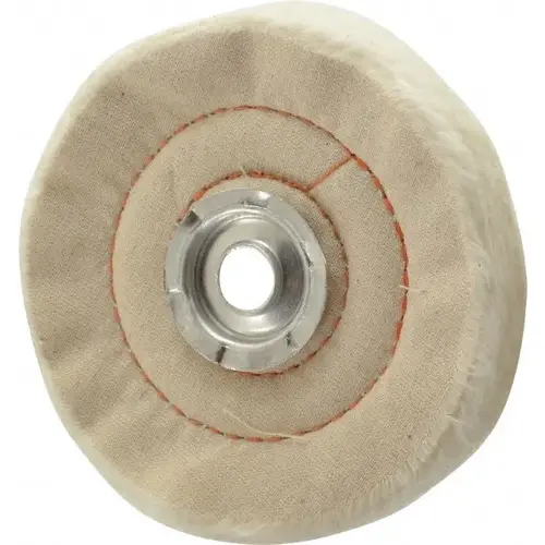 Dico 7000135 Unmounted Cushion Sewn Buffing Wheel: 4" Dia, 3/4" Thick, 1/2" Arbor Hole Dia