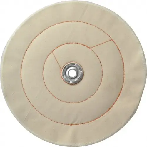 Dico 7000019 Unmounted Cushion Sewn Buffing Wheel: 10" Dia, 1/2" Thick, 1" Arbor Hole Dia