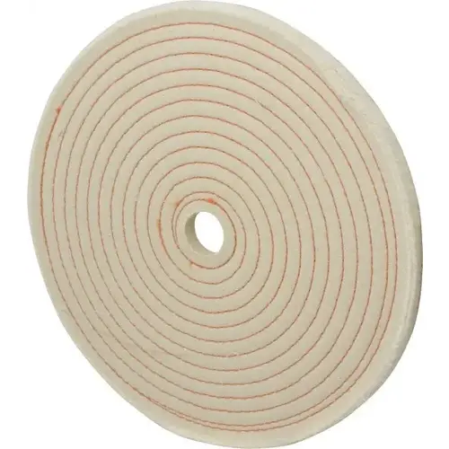 Dico 7000025 Unmounted Spiral Sewn Buffing Wheel: 10" Dia, 1/2" Thick, 1/2" Arbor Hole Dia