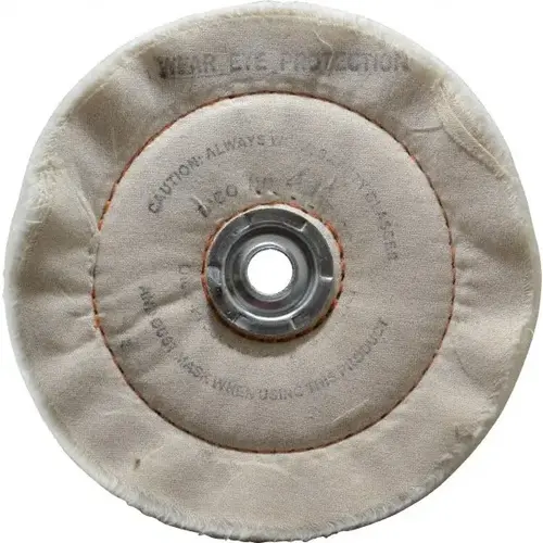 Dico 7000204 Unmounted Cushion Sewn Buffing Wheel: 6" Dia, 3/4" Thick, 1/2" Arbor Hole Dia
