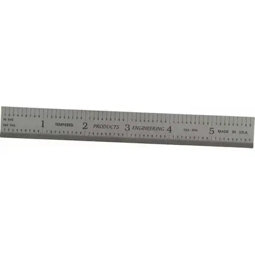 PEC Tools 562-006 Steel Rule: 6" OAL, Decimal & Metric Graduation, Rigid, 3/4" OAW Satin Chrome-Plated