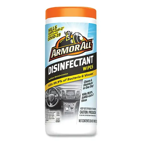 ARMOR ALL 19472 Disinfectant Wipes for Interior Automotive Surfaces, 30 ct