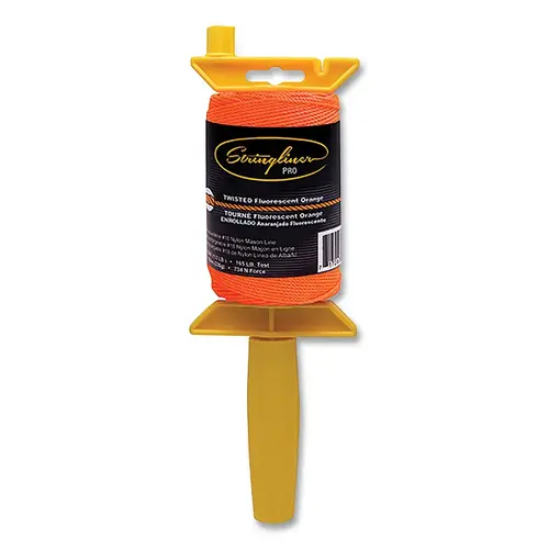 Stringliner 25406 PRO Mason's Line Reel, 540 ft Twisted #18 Nylon with Reel, Fluorescent Orange