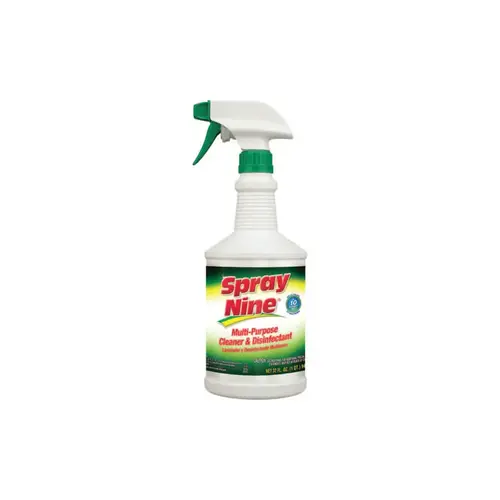 SPRAY NINE 26832 Heavy-Duty Cleaner+Degreaser+Disenfectant, 32 oz Round Spray Bottle, Citrus Clear