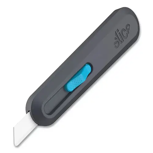 Smart-Retracting Utility Knife, 6 in L, Ceramic, Plastic Handle, Black