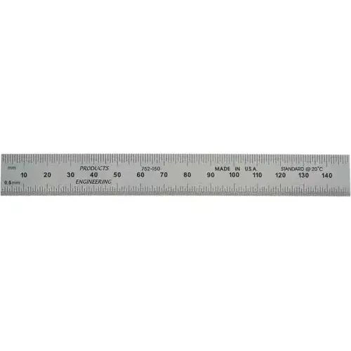 PEC Tools 752-150 Steel Rule: Metric Graduation, Rigid, 3/4" OAW Satin Chrome-Plated