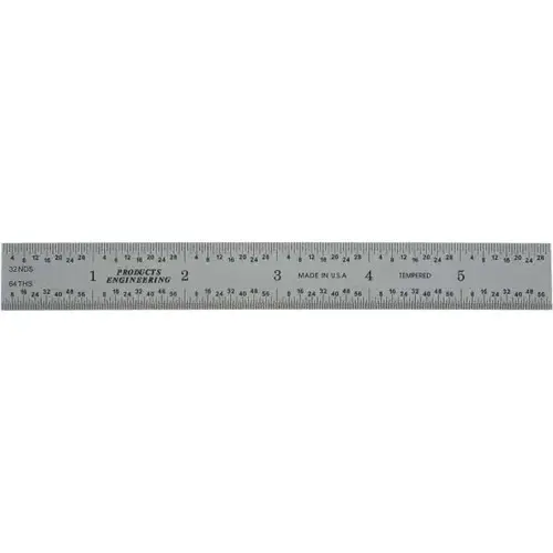 PEC Tools 262-006 Steel Rule: 6" OAL, English & Metric Graduation, Rigid, 3/4" OAW Satin Chrome-Plated