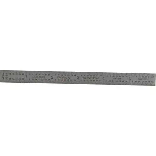 PEC Tools 261-006 Steel Rule: 6" OAL, English & Metric Graduation, Flexible, 1/2" OAW Satin Chrome-Plated