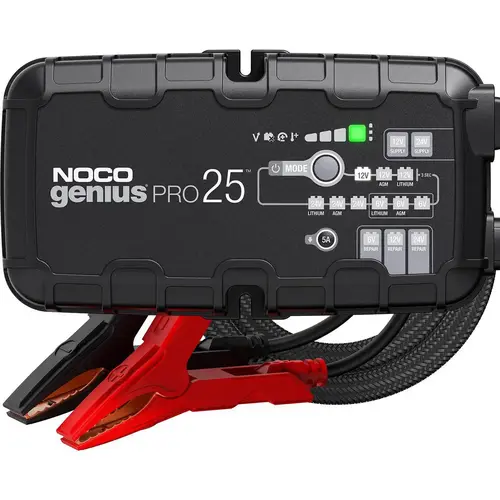 NOCO GENIUSPRO25 Automotive Battery Chargers & Jump Starters; Battery Charger Type: Automatic Charger/Battery Maintainer; Solar Panel Charger Kit ; Amperage Rating: 25 ; Voltage: 120-240V AC ; Overall Width: 16 ; Overall Height: 10.30in ; Overall Depth: 8.90in