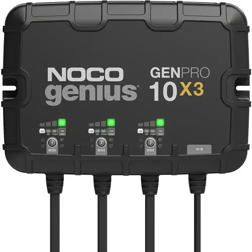 NOCO GENPRO10X3 Automotive Battery Chargers & Jump Starters; Battery Charger Type: Battery Maintainer Ring Terminal Set ; Amperage Rating: 30 ; Voltage: 120-240V AC ; Overall Width: 13 ; Overall Height: 10.67in ; Overall Depth: 6.06in