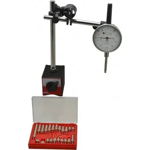 TESA Brown & Sharpe BDS ITEM Dial Indicator & Base Kit: 0-100 Dial Reading