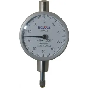 Teclock AI-935 Dial Drop Indicator: 0.25" Range, 0-100 Dial Reading, 0.001" Graduation, 1-17/32" Dial Dia