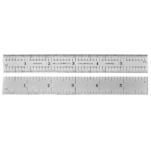PEC Tools 502-036 Steel Rule: 36" OAL, 5R Graduation, Rigid, 1-1/4" OAW Satin Chrome-Plated