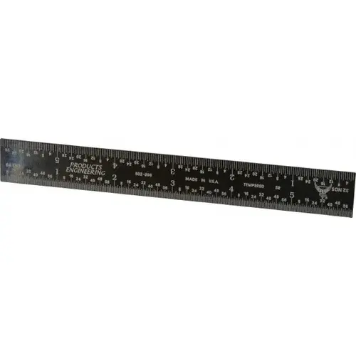 PEC Tools 502-006EZ Steel Rule: 6" OAL, 5R Graduation, Rigid, 3/4" OAW Black Chrome-Plated