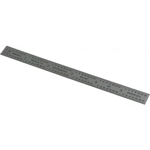 PEC Tools 401-006 Steel Rule: 6" OAL, 4R Graduation, Flexible, 1/2" OAW Satin Chrome-Plated