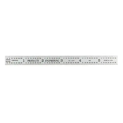 PEC Tools 161-006 Steel Rule: 6" OAL, 16R Graduation, Flexible, 1/2" OAW Satin Chrome-Plated