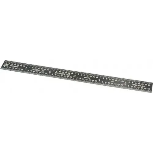 PEC Tools 501-006EZ Steel Rule: 6" OAL, 5R Graduation, Flexible, 1/2" OAW Black Chrome-Plated