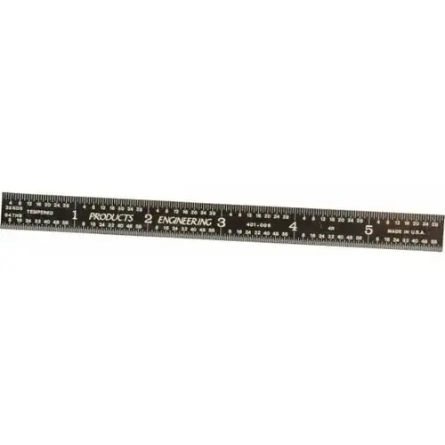 PEC Tools 401-006EZ Steel Rule: 6" OAL, 4R Graduation, Flexible, 1/2" OAW Black Chrome-Plated