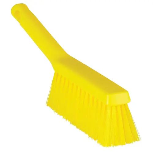 Vikan 451116 Counter & Dust Brushes; Type: Bench Brush; Bristle Material: Polypropylene; Head Length (Inch): 7.0; Bristle Firmness: Medium; FSIS Approved: No; Head Width (Inch): 2; 2.0000; Bristle Color: Gold; Includes Dust Pan: No; Handle Material: Plastic; Handle Le