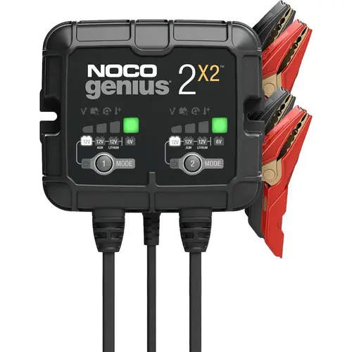 NOCO GENIUS2X2 Automotive Battery Chargers & Jump Starters; Battery Charger Type: Automatic Charger/Battery Maintainer; Solar Panel Charger Kit ; Amperage Rating: 4 ; Voltage: 120-240V AC ; Overall Width: 7 ; Overall Height: 5.3149in ; Overall Depth: 10.2362in
